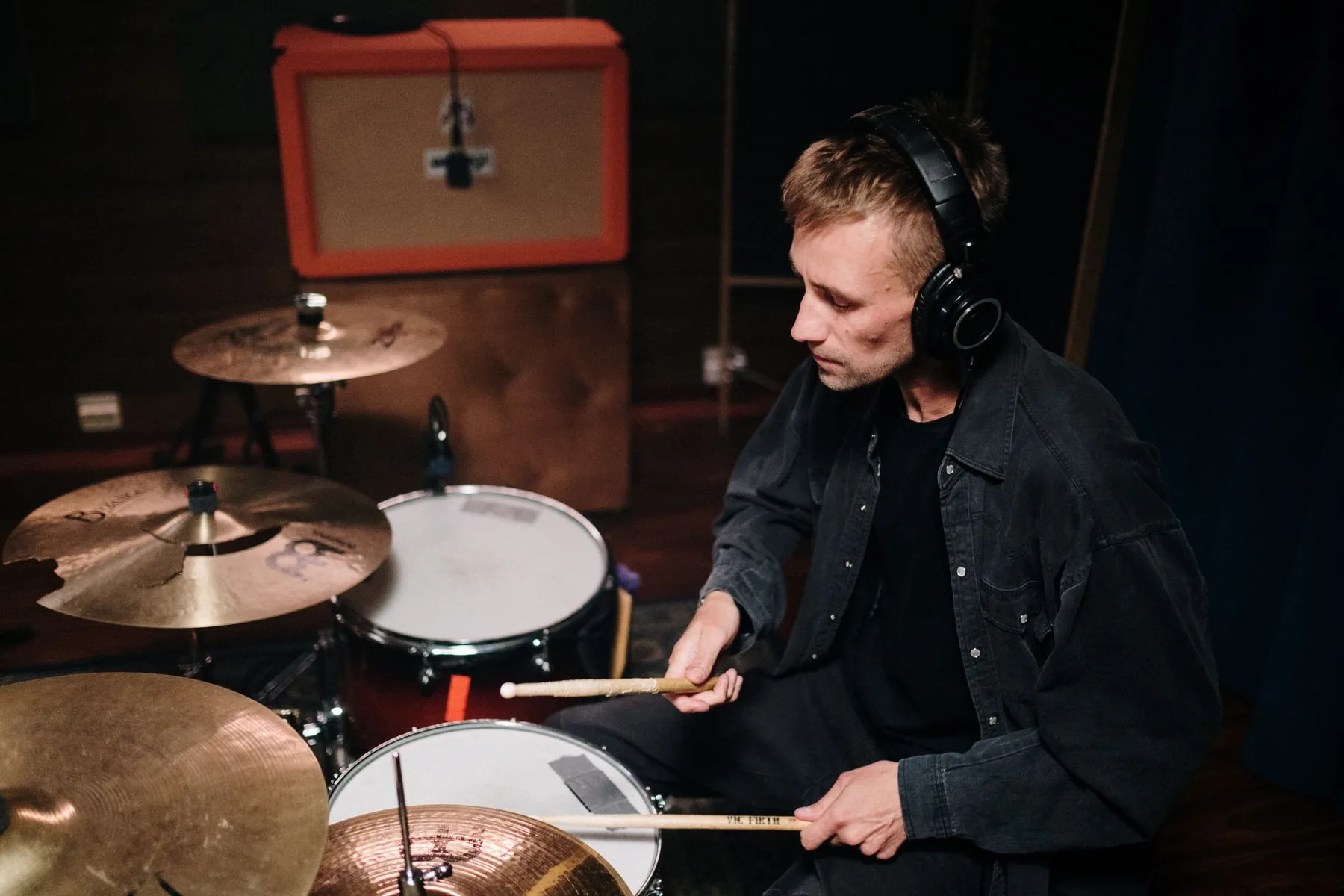 Drummer in a music studio Drummer in a music studio