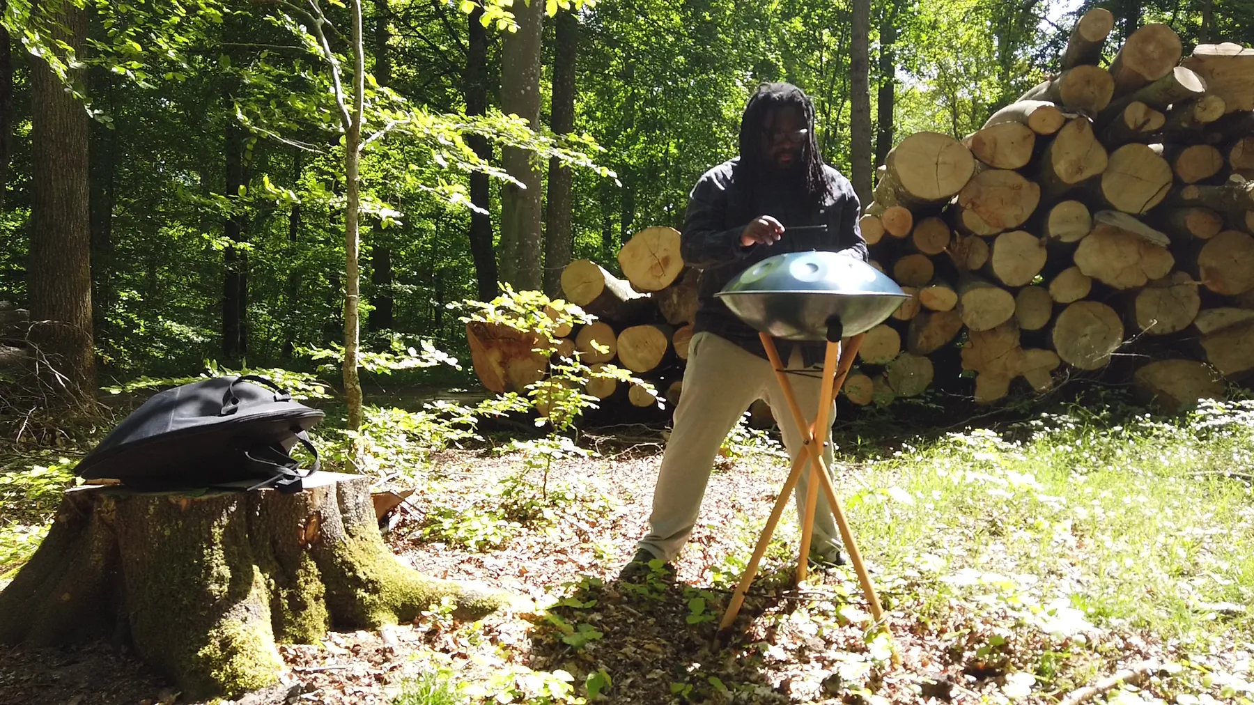 Handpan player in nature Handpan player in nature