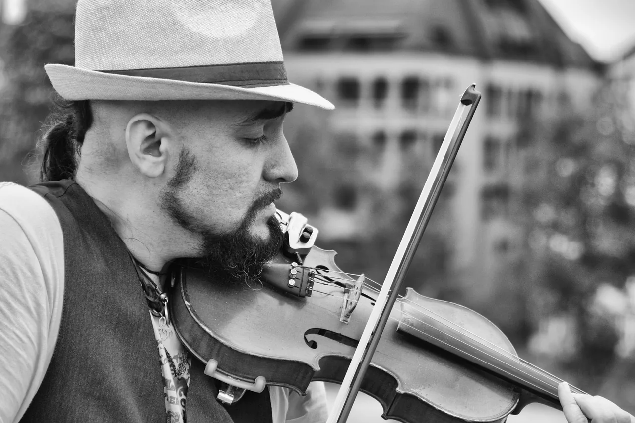 Musician playing the violin outdoors Musician playing the violin outdoors