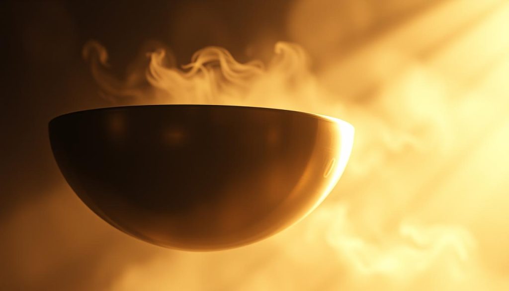 A lush, textured soundscape of handpan and tongue drum, captured in a dreamlike, cinematic composition. The instruments float in a serene, luminous environment, their metallic surfaces reflecting the warm, ambient lighting. Soft, atmospheric shadows create depth and dimension, leading the eye through layers of shimmering, ethereal tones. Organic, undulating patterns emerge from the instruments, hinting at the rich, resonant harmonies they produce. The overall mood is contemplative, inviting the viewer to immerse themselves in the soothing, tactile qualities of these unique percussion instruments. A lush, textured soundscape of handpan and tongue drum, captured in a dreamlike, cinematic composition. The instruments float in a serene, luminous environment, their metallic surfaces reflecting the warm, ambient lighting. Soft, atmospheric shadows create depth and dimension, leading the eye through layers of shimmering, ethereal tones. Organic, undulating patterns emerge from the instruments, hinting at the rich, resonant harmonies they produce. The overall mood is contemplative, inviting the viewer to immerse themselves in the soothing, tactile qualities of these unique percussion instruments.