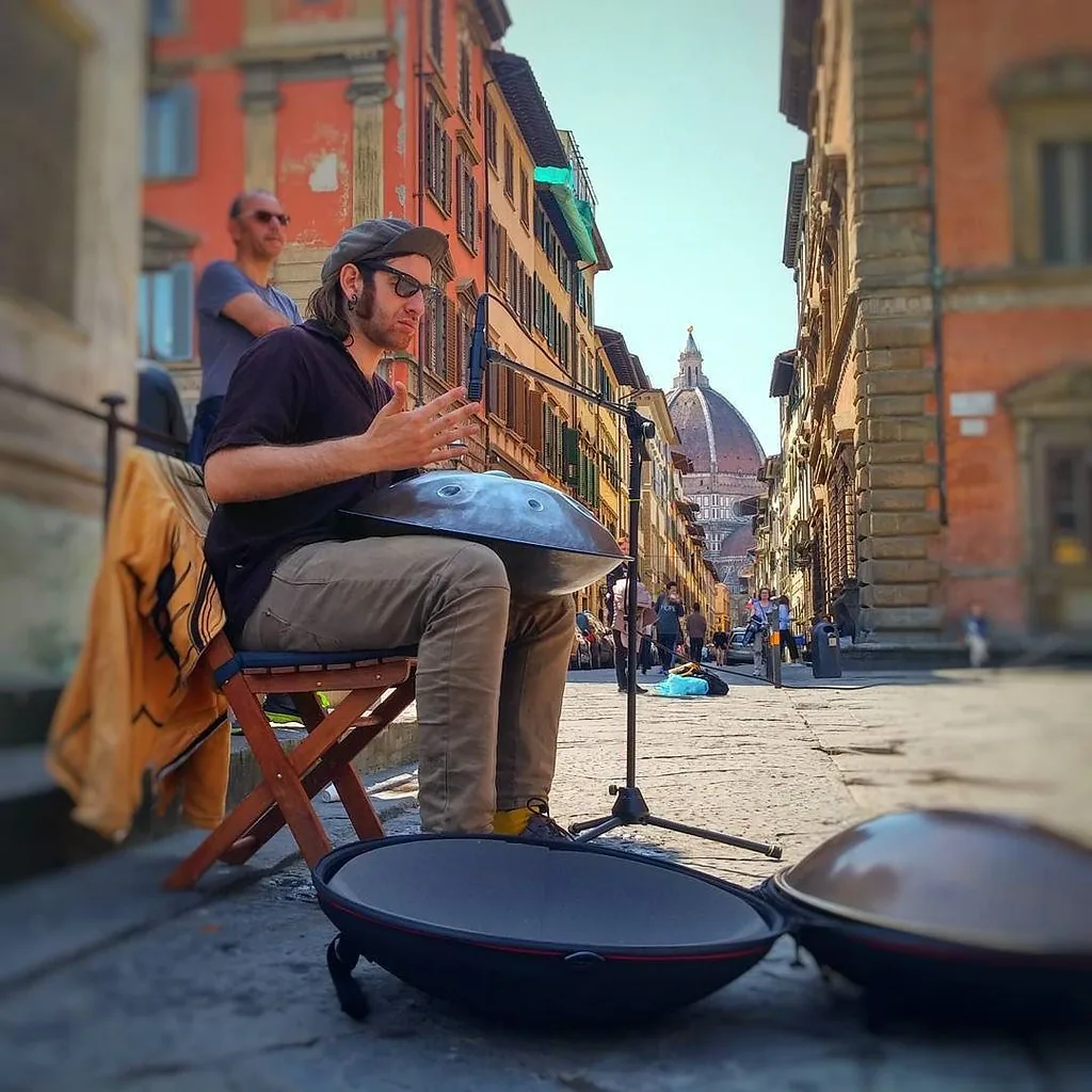 Musician playing a handpan in Florence