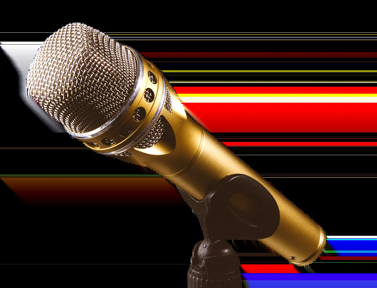 Gold microphone on a stage stand