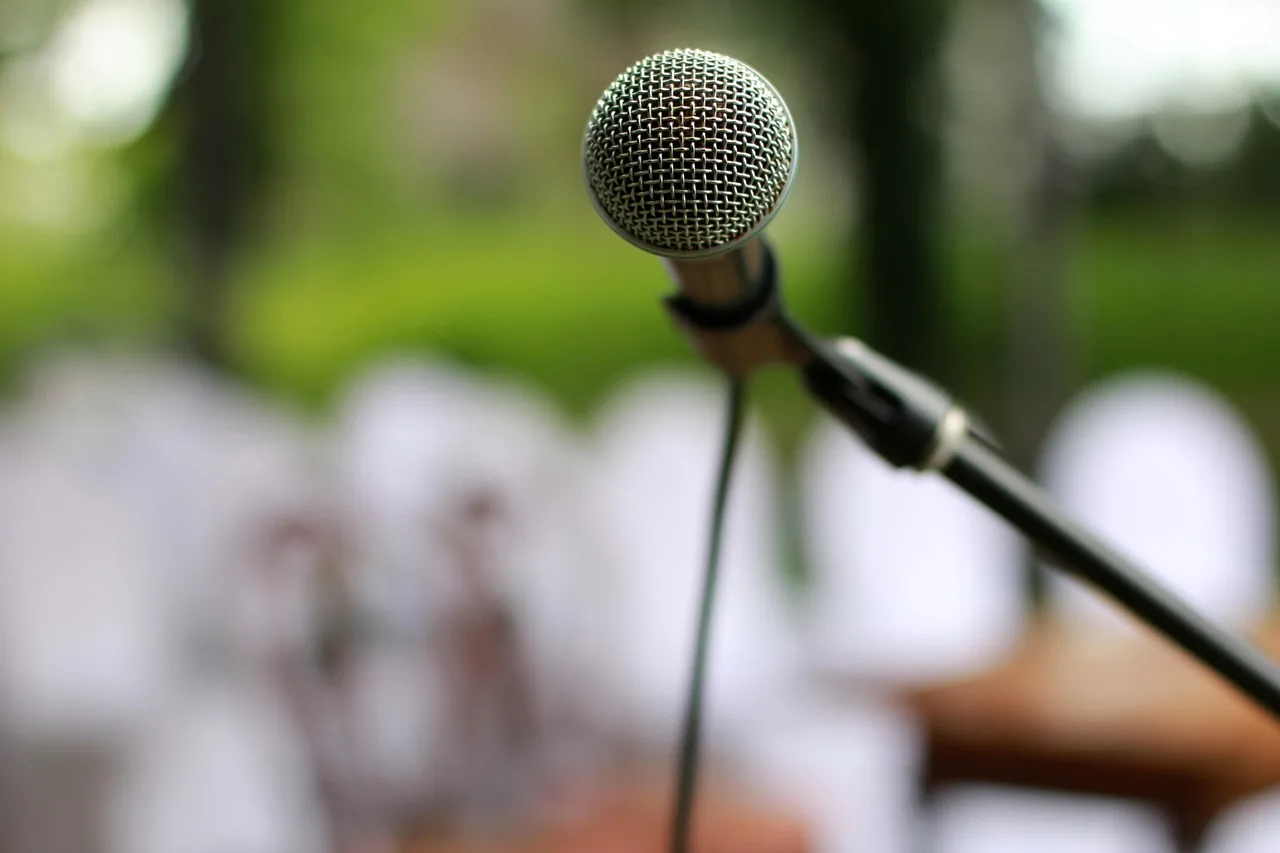 Microphone set up for an outdoor concert
