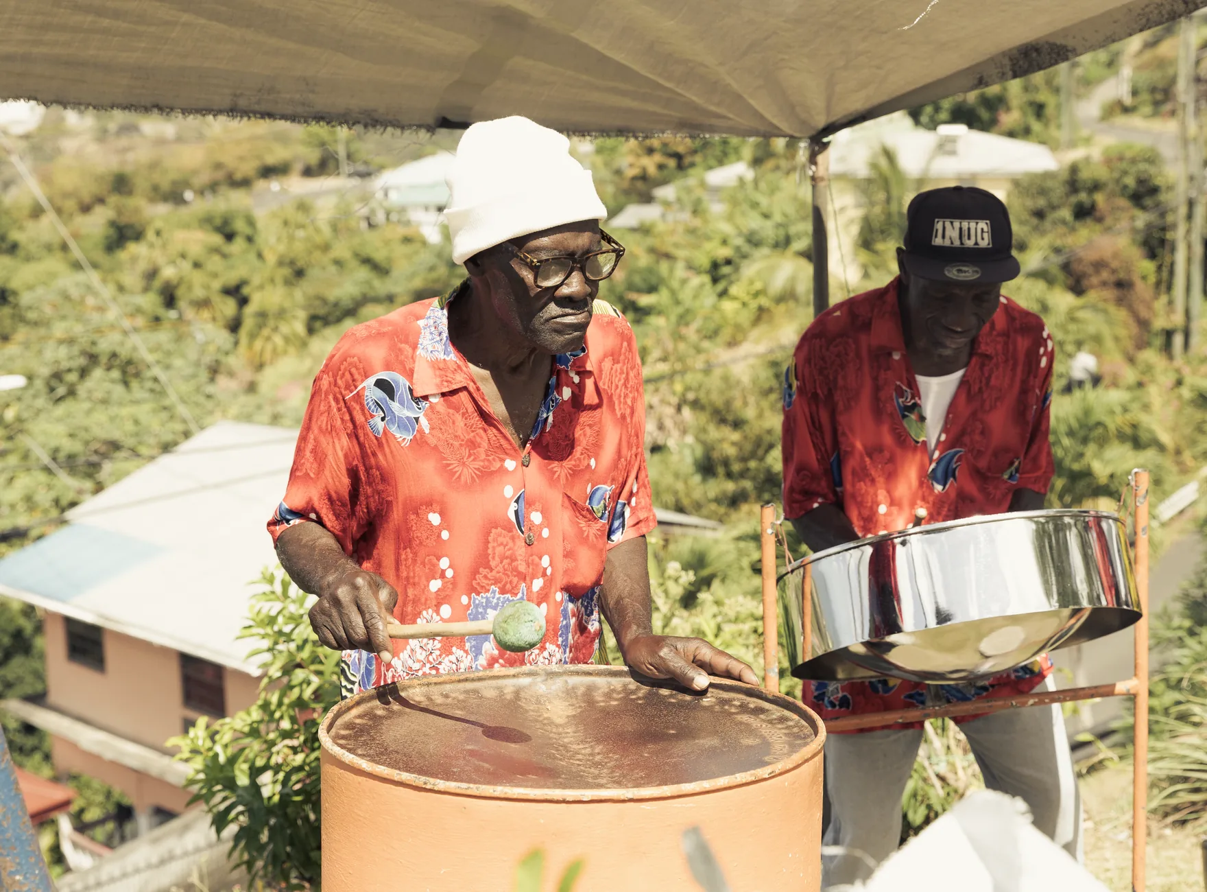 Musicians playing steel drums Musicians playing steel drums