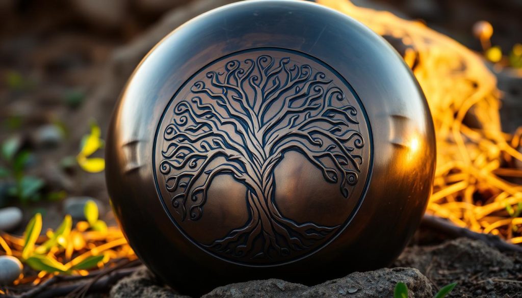 The symbolism of the tree of life on an engraved handpan